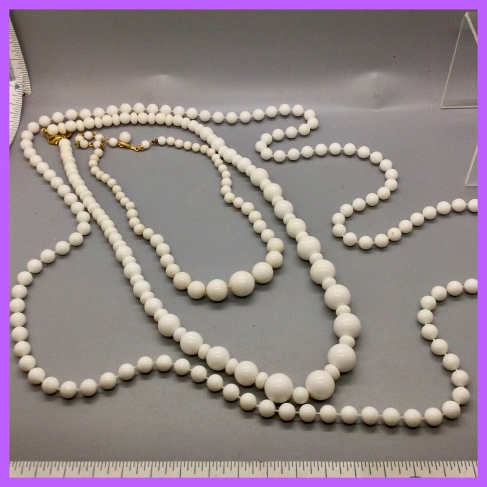 3 White Necklace Lot